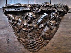 boston church,lincs (90)c14 misericord musician mermaid boat