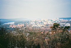 Blurred view on Bratislava's southwestern corner
