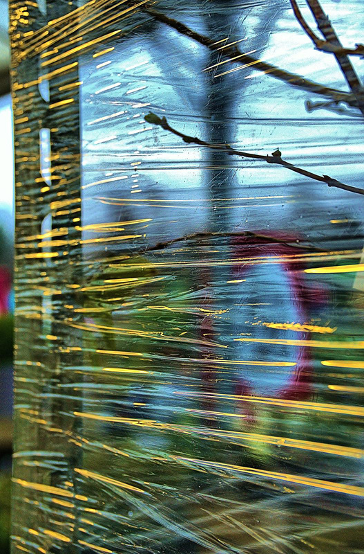 Plants stacked and wrapped in cellophane. Garden Centre
