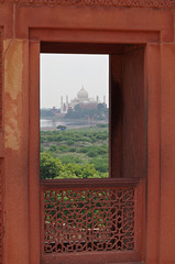 View of the Taj Mahal across the Yamuna River