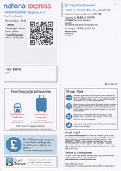 National Express coach ticket - 26 Jul 2024