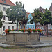 Luna-Brunnen auf dem Marktplatz vor dem Rathaus von Lüneburg