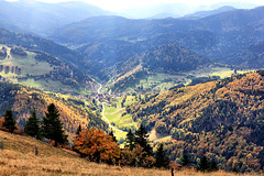 Blick vom Belchen (1414 m) hinab nach Neuenweg (Schwarzwald - Black Forest -Forêt-Noire )