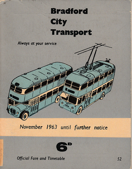 Bradford City Transport timetable cover - November 1963 Bradford City Transport timetable cover - November 1963