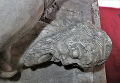 strelley church, notts; c15 tomb of sir sampson de strelley +1395; saracen's head crest on helmet