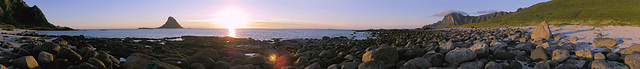 Beach at Bleik and birds sanctuary island Bleiksøya