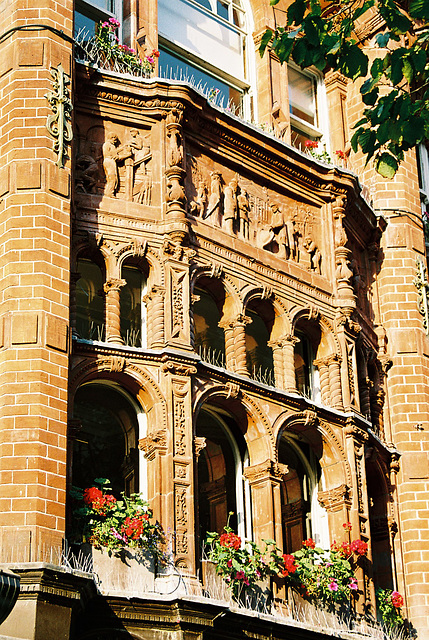 Detail of Bay window, George Skipper the Victorian architect's office, now Jarrolds Department Store, Norwich, Norfolk