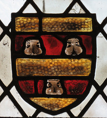 strelley church, notts; c15 glass heraldry, willoughby water bougets