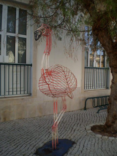 Flamingo sculpture.