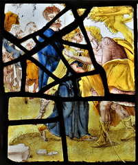 strelley church, notts; c17 glass; clothing the naked