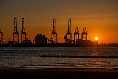 Dawn at the container port