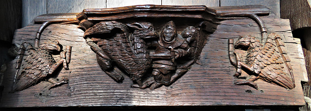 boston church,lincs (117)c14 misericord eagle knight killing gryphon