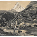 Zermatt & Mont Cervin with railcar. Post Card from c1930