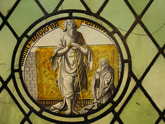 strelley church, notts; c16 flemish glass roundel of st james the great