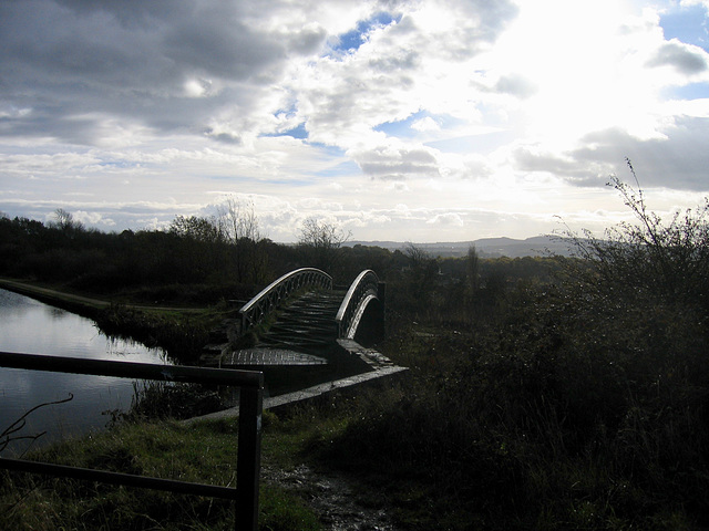 Dudley No.2 Canal at Blackbrook Junction, Netherton, with the Clent Hills in the distance.