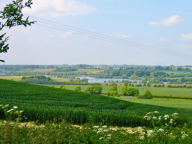 Looking down over the Grand Union Canal to Stanford Reservoir from the Shakespeare's Avon Way, west of Welford