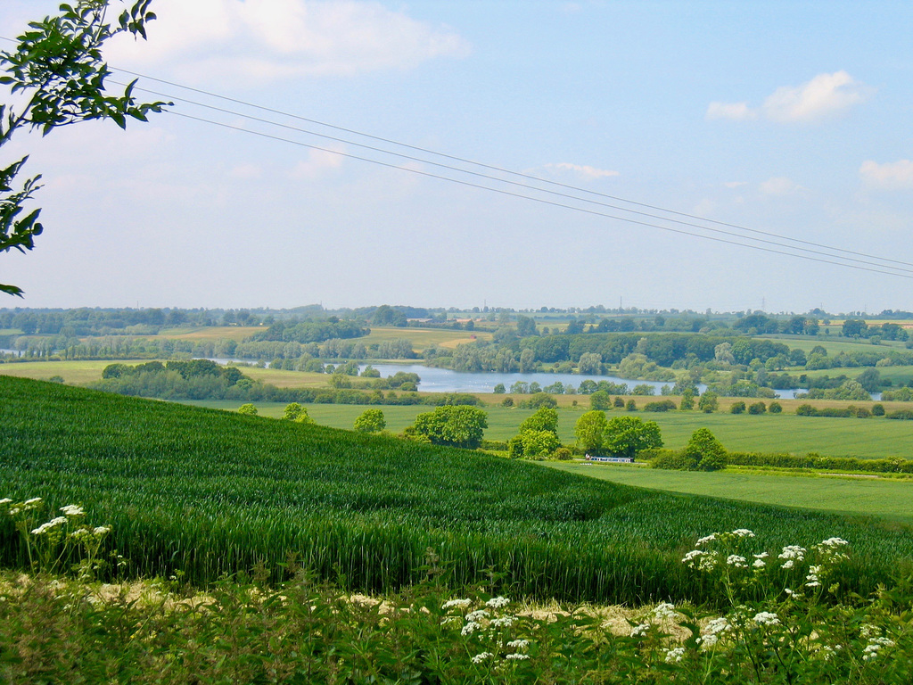 Looking down over the Grand Union Canal to Stanford Reservoir from the Shakespeare's Avon Way, west of Welford