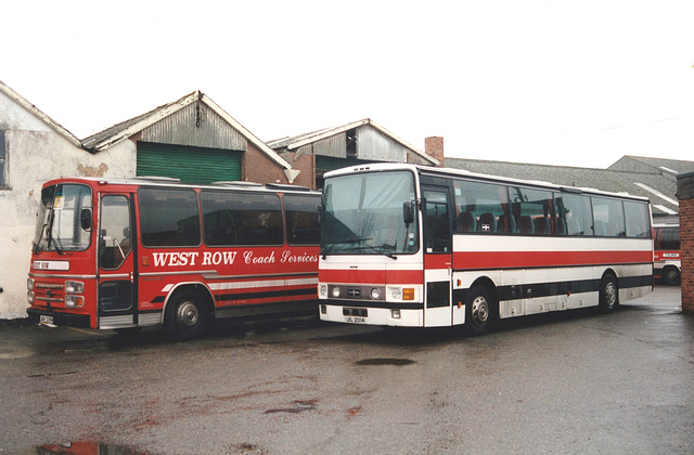 West Row Coach Services (Taylor-Balls) JGV 335V and JIL 2014 (YTV 165Y) - 31 Dec 1995 (295-14) West Row Coach Services (Taylor-Balls) JGV 335V and JIL 2014 (YTV 165Y) - 31 Dec 1995 (295-14)