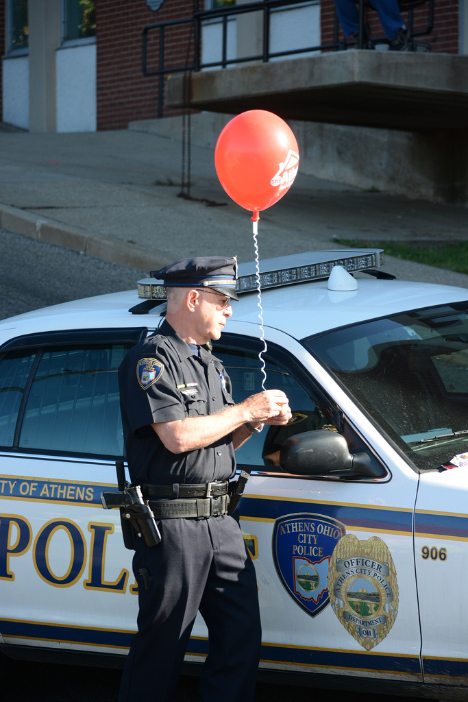 Even the police are festive