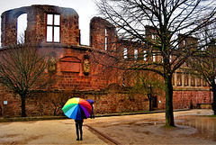 Heidelberg Castle on a rainy day