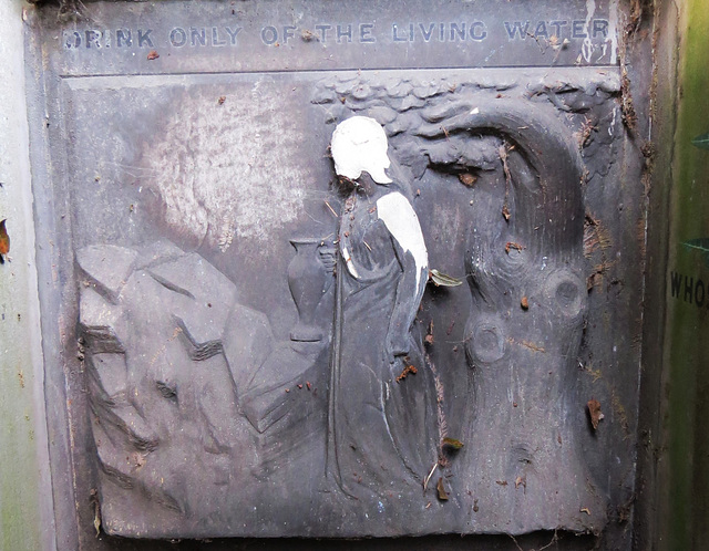 brompton cemetery, london,james mccurrey 1881 obelisk with a temperance theme "drink only of the living water"