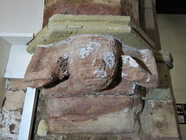 strelley church, notts; c14 atlas under tower arch