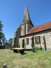 woodchurch church, kent (4)c13 tower, aisle refurbished in the c15, tombs perhaps latest c17