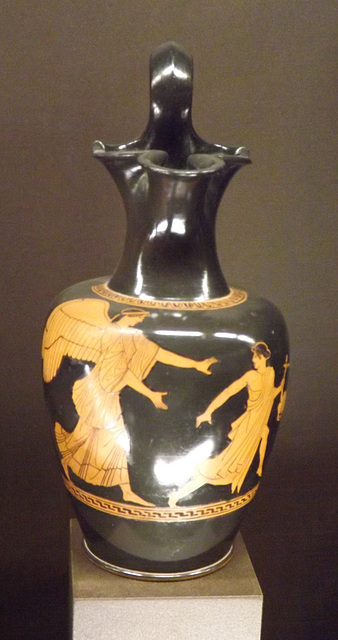 Red-Figure Oinochoe by the Achilles Painter with Eos and Tithonus in the Louvre, June 2013