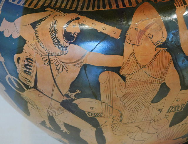 Detail of a Terracotta Column Krater Attributed to the Agrigento Painter in the Metropolitan Museum, August 2019