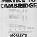 Morley's Grey Cambridge service timetable - 20 May 1985