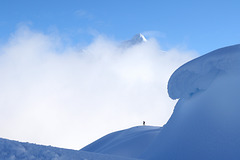 Snowboarder and Shuksan