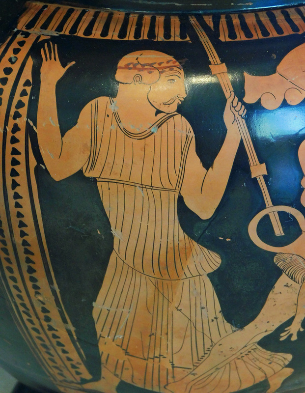 Detail of a Terracotta Column Krater Attributed to the Agrigento Painter in the Metropolitan Museum, August 2019