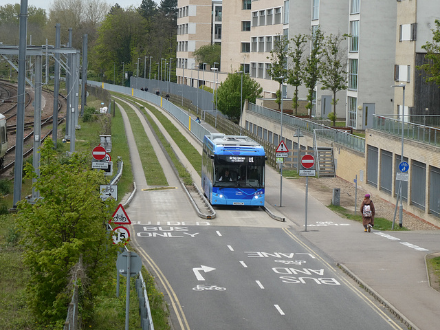 Whippet Coaches WG114 (MX23 LCW) on the Cambridgeshire Guided Busway - 22 Apr 2024 (P1180027)