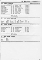Morley's Grey London service timetable circa 1972