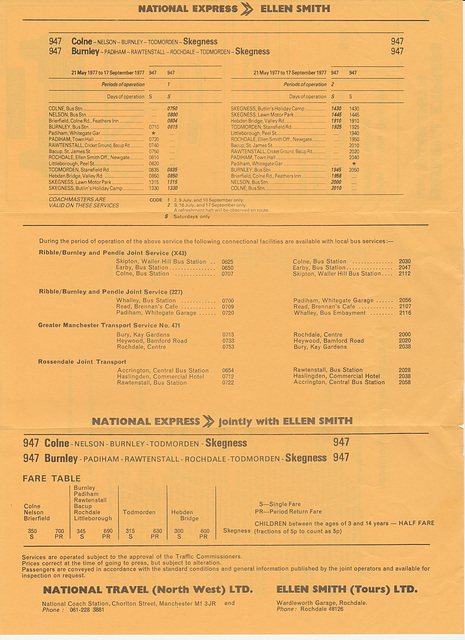 Ellen Smith and National Travel Skegness service leaflet Summer 1977 (Page 2 of 2) Ellen Smith and National Travel Skegness service leaflet Summer 1977 (Page 2 of 2)