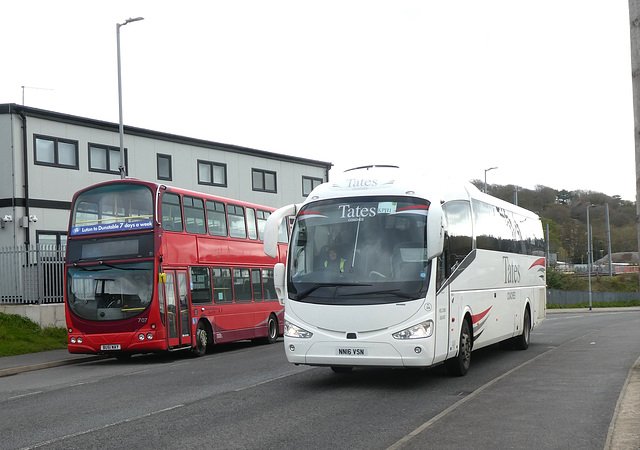 Tate’s Coaches NN16 VSN and Grant Palmer 707 (BU51 WAY ) in Luton - 14 Apr 2023 (P1140974)
