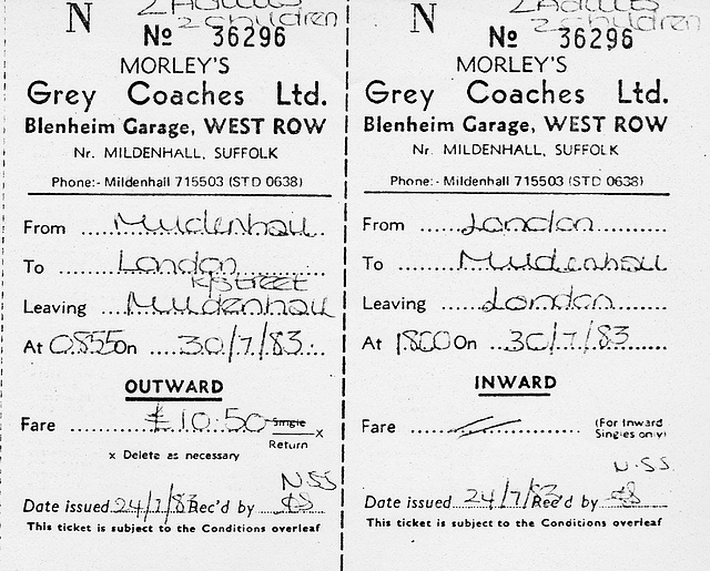 Morley's Grey coach ticket