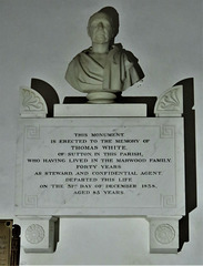 widworthy church, devon , c19 bust by rouw on tomb of steward thomas white +1838