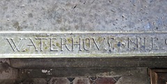 woodchurch church, kent , lettering tomb of edward waterhous miles regine aconsoliis regni sui hibernie obit 13 die octobris 1591