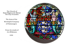 The Church of Saint Magnus the Martyr, London Bridge - windows - Company of Fishmongers arms
