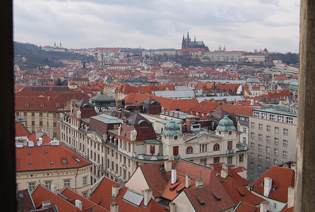 Looking Towards Prague Castle and the Cathedral of St Vitas from the Tower of the Old Town Hall, Prague