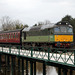 Class 25 D7628 (25278)SYBILLA with 12.00 Pickering - Whitby service crossing the Murk Esk at Ruswarp 14th April 2018