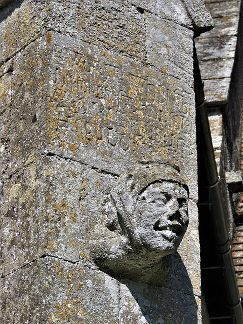 frampton church, lincs (6) c14 head and inscription