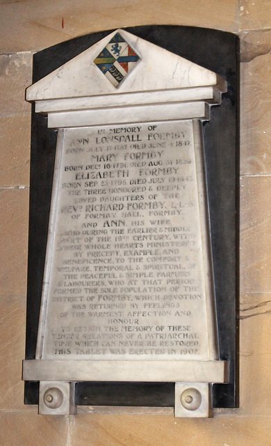 Memorial to John Lonsdall Formby and Ann his wife, St Peter's Church, Formby, Merseyside