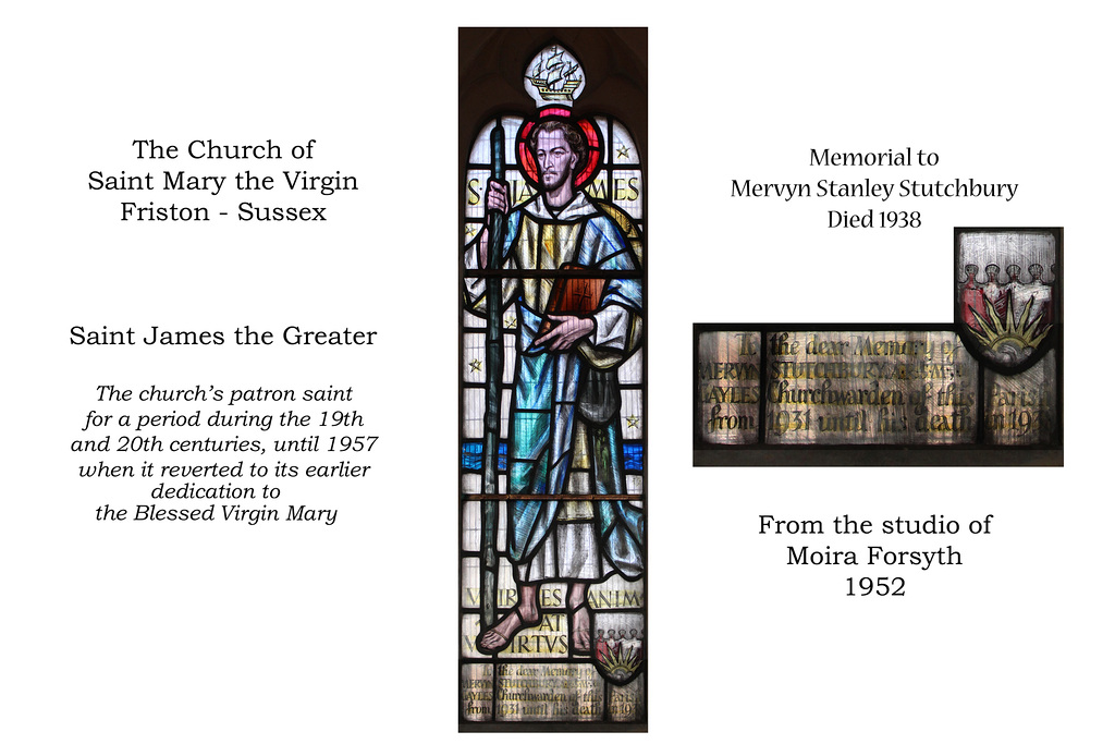 Saint Mary's church, Friston, Saint James the Greater, In memory of Mervyn Stutchbury, by Moira Forsyth 1952