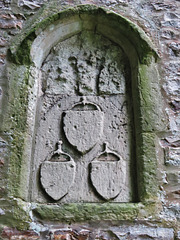 widworthy church, devon , c15 details recycled on tower