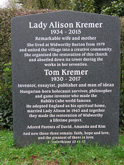widworthy church, devon c21 tombstone of Alison +2015 and tom kremer +2017