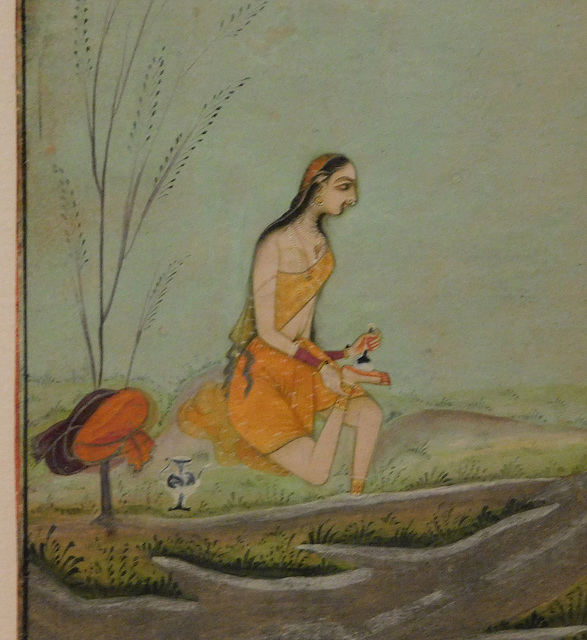 Detail of a Lady Applying Henna to her Foot by Ustad Mohammed in the Metropolitan Museum of Art, August 2019