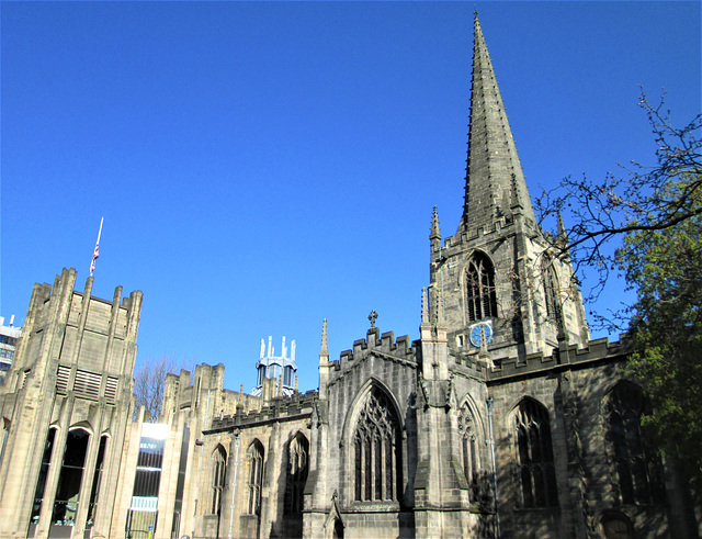 In the sun: Sheffield Cathedral.