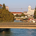 Wien - Blick über die Schwedenbrücke zur Sternwarte Urania